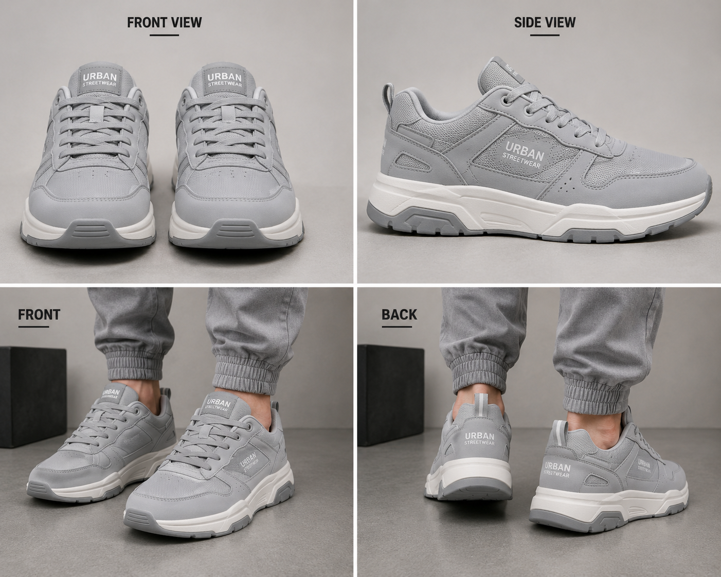 Cloud Grey Minimal Sneakers