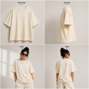 Soft Beige Aesthetic Oversized T-Shirt For Women