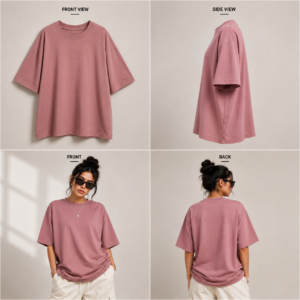 Dusty Rose Streetwear Oversized Top For Women