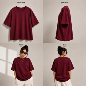 Cherry Wine Oversized T-Shirt For Women