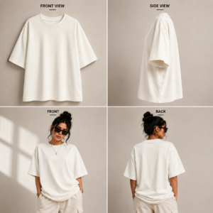 Ivory White Minimal Oversized T-Shirt For Women